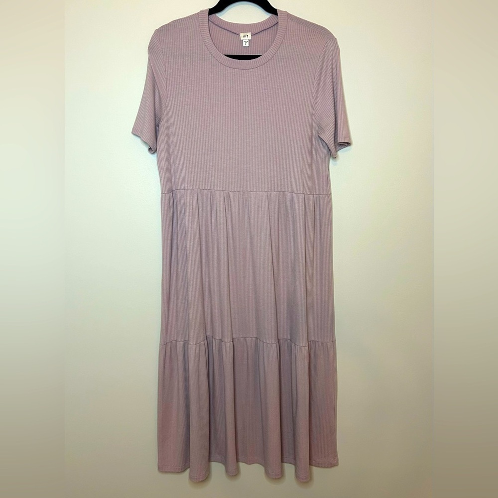 NLT Los Angeles The Reese Ribbed Casual Dress in Lavender